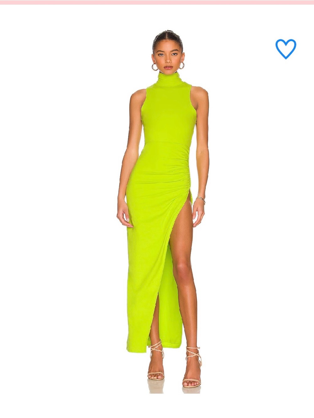 Superdown High-Neck Lime Green Sleeveless Maxi Dress with Side Thigh Slit